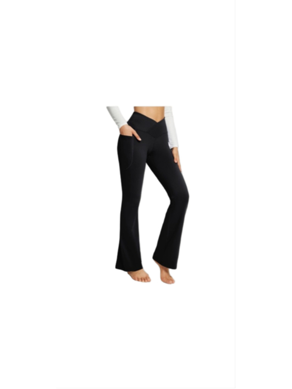 Baleaf Faux Crossover Flare Pants with Pockets